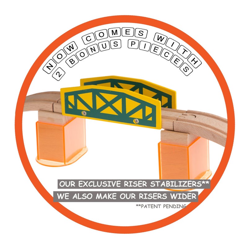 ORBRIUM Wooden Train Set 100 pcs Triple Loop Magnetic Trains with Wooden Tracks Compatible with Thomas The Tank Engine Brio Melissa Gift for Toddler Kids Boys Girls Age 3+ STEM Montessori Toys City - Image 2